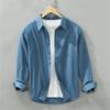 Camicia da Uomo a Manica Lunga Regular Colore Uniforme Camicia per Giovani Lavoro Autunno Abbigliamento da Uomo Camicie Casual Larghe