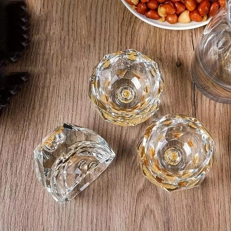 50ml Luxus Kristallglas Wodka Schnapsglas Sake Teetasse Glas Bar Likör Doppelboden Blattgold Glas Teetasse