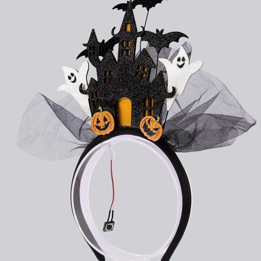White Ghost Halloween Headband Electronic Ghost Hairband Halloween Hair Hoop  Photography Props