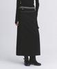 PLACE STUDIO Multi-Pocket Eyelet Belted Layered Detail H-Line Cargo Long Skirt [Black]