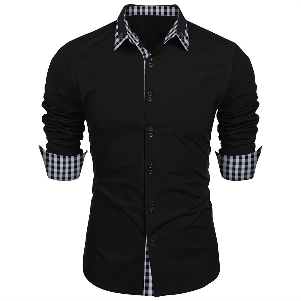 Splicing Plaid Shirt Men's Cardigan