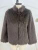 European & American Women's Fur High Neck Zipper Casual Top Coat - 2024 Autumn/Winter Collection