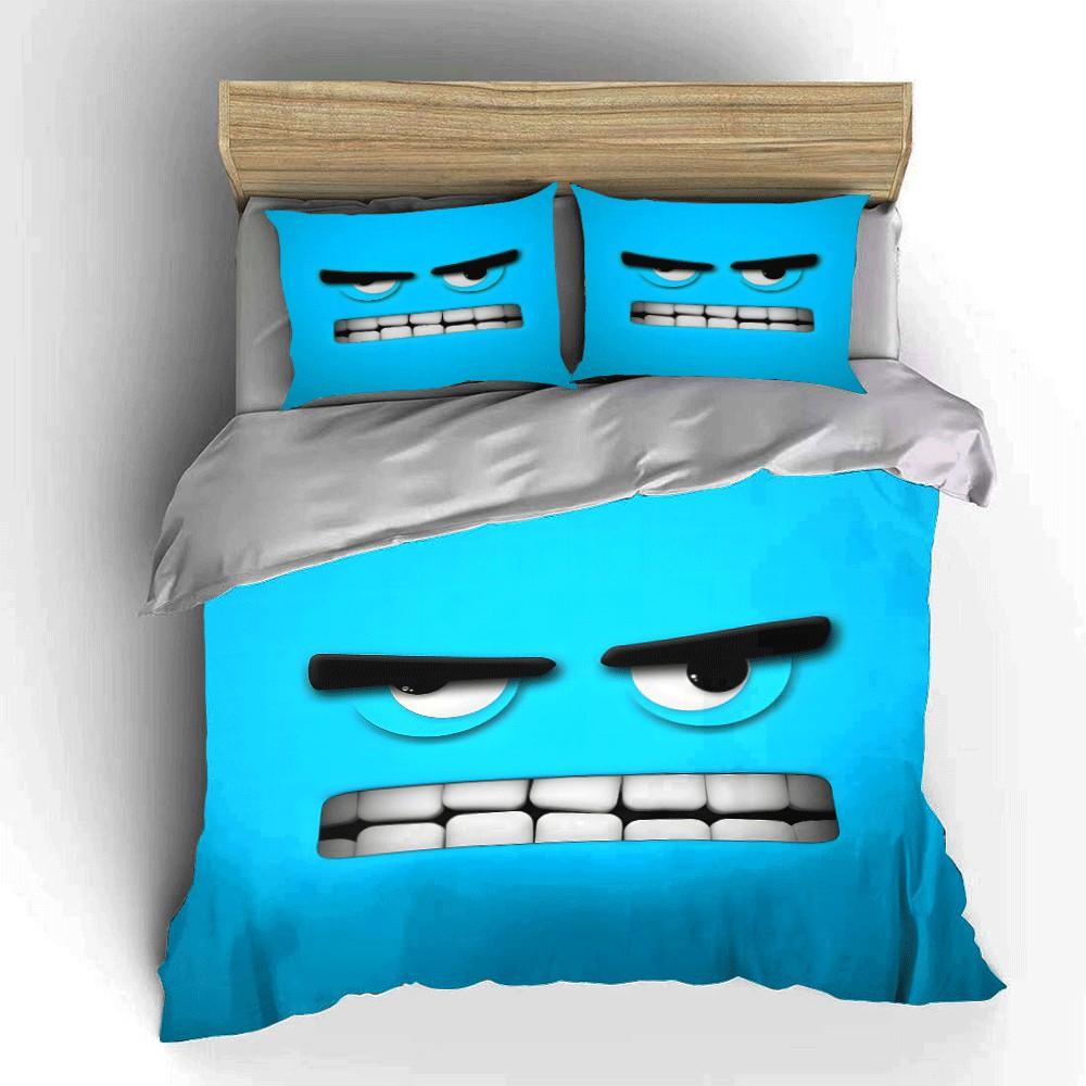 Blue Three-Piece Set for Decoration Exquisite three-piece bedding set gift for kids and adults 135x200cm