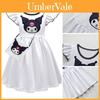 Kids Kuromi Dress European Style White Color Polyester Fabric Suitable For Girls Characters)