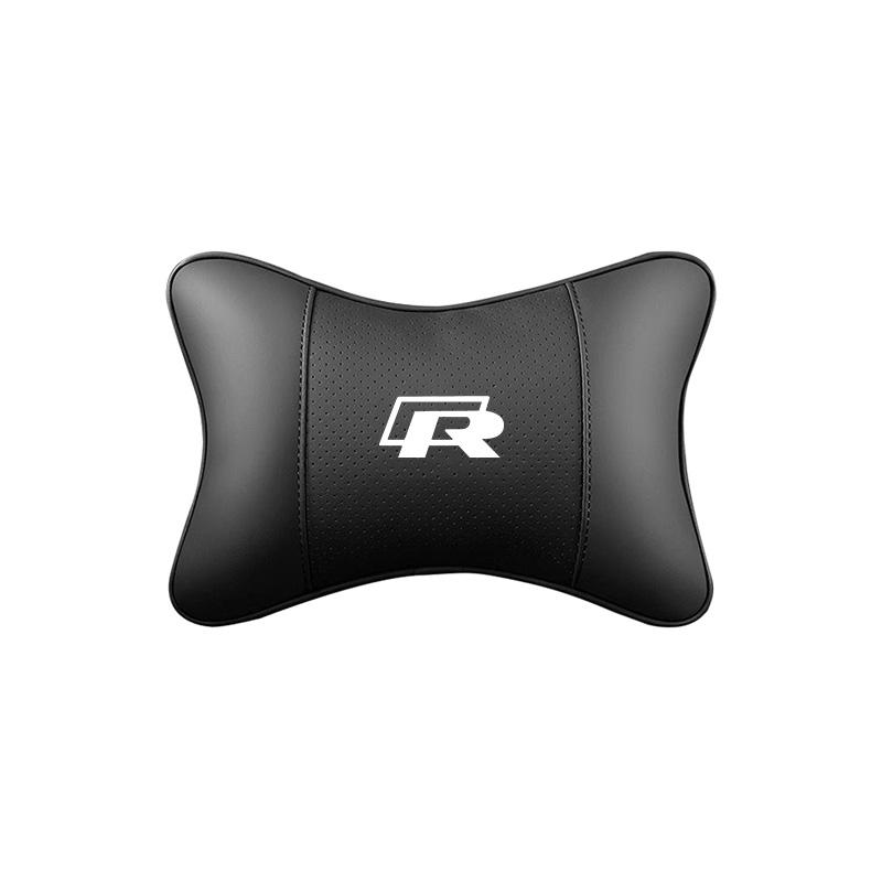 hijk1 Car Seat Leather Headrest Neck Cushioning Support Head Pillow For VW GTI Polo Golf Passat Tiguan Arteon Touareg CC Taigo Caddy