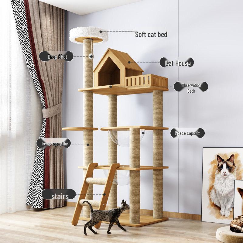 Jingzhou Cat Tree Condo with Scratch Board & Space Capsule