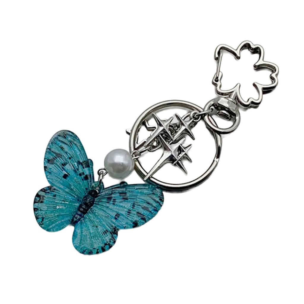 Elegant Butterfly Star Pendant Keyrings Unique Butterfly Pendant Keychain Beaded Phone Anti-Lost Chain Hangings Jewelry