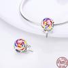 Copper Colored Zircon Rainbow Unicorn Mermaid Flower Charm Beads Suitable For 3Mm Original Bracelet