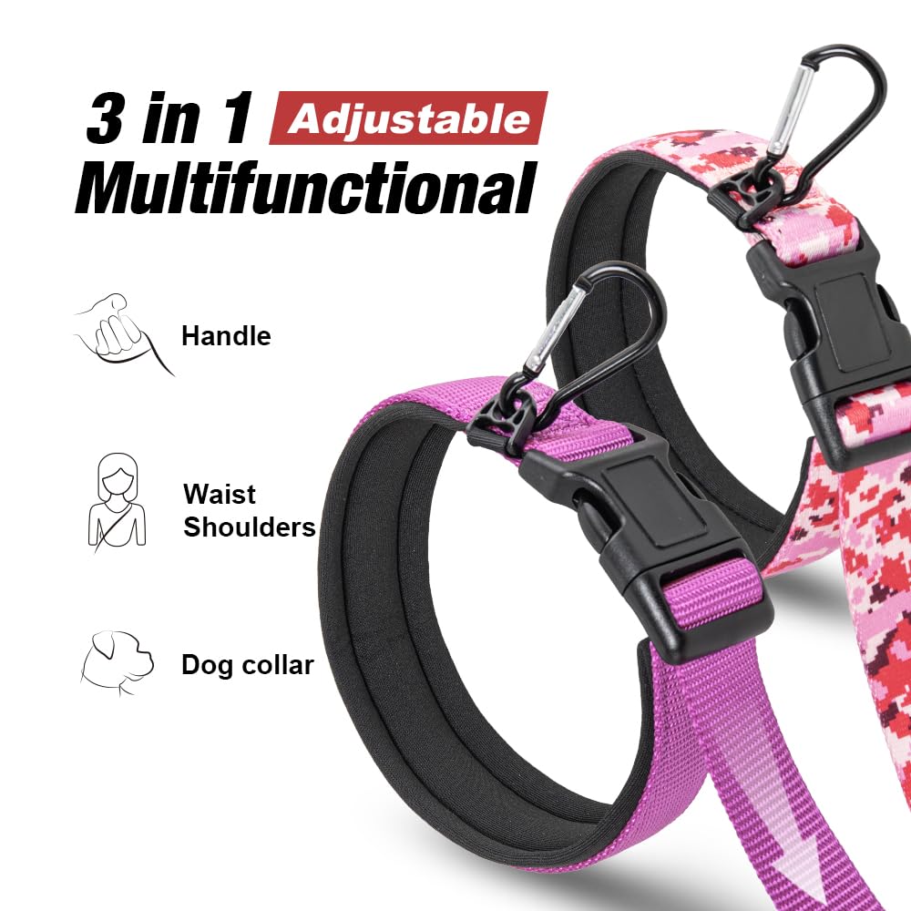 TSPRO Dog Leash Adjustable Dog Walking and Running Lead with Control Safety Pad Handle and Heavy Suitable for Large Dogs Blue Hands-Free Clasp, (BLUE