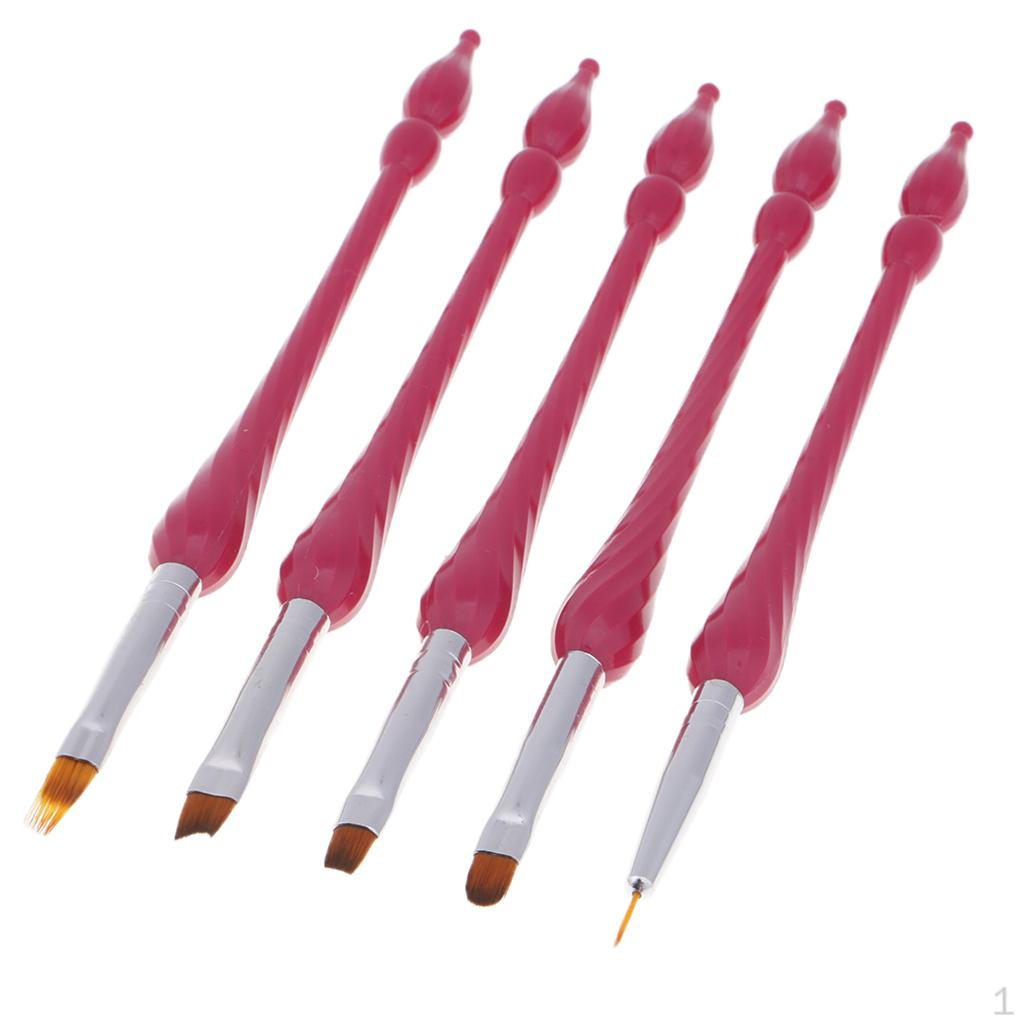 

Brushes,5 Acrylic Flat Painting Drawing Manicure Tools ,Silicone красный