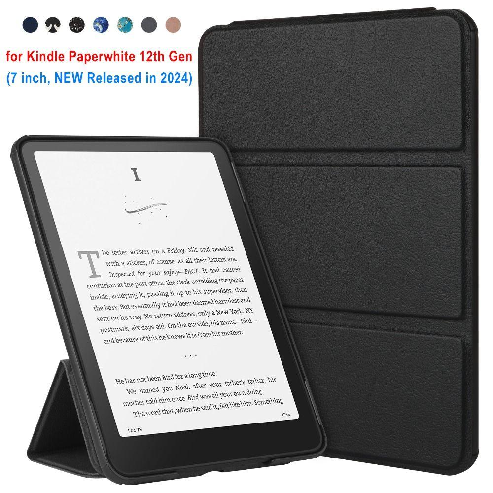 For Auto Wake/Sleep Case Tri-fold Shockproof e-Reader Cover Leather Wear Resistant for Kindle Paperwhite 12th Gen 2025 (7 inch)