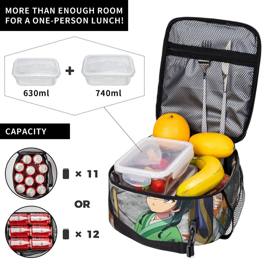 Maomao Anime Insulated Lunch Bags Thermal Bag Reusable,Meal Container The Apothecary Diaries High Capacity Tote Lunch Box Picnic