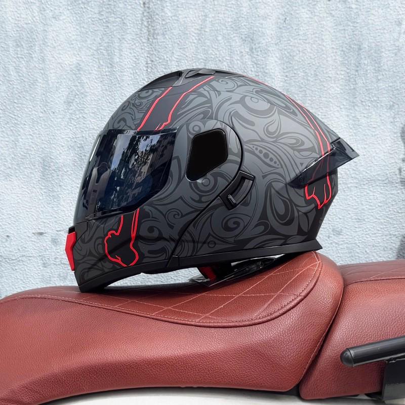 ORZ Bluetooth Flip-up Dual Visor Motorcycle Helmet for Men & Women, HD Full Face, Wingxin Certified for All Seasons.