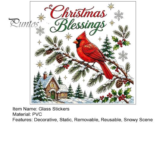 Seasonal Glass Stickers Christmas Window Clings, Removable PVC Decals, Snowy Festive Holiday Wall Decorations for Party Home And Store Bedroom