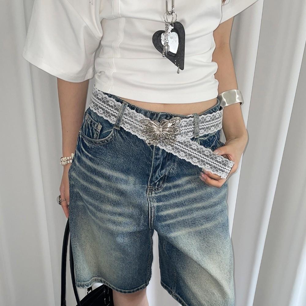 Korean Style Lace Waistband Elegant Dress Jeans Belt Unique Butterfly Waist Belt  Spicy Girls