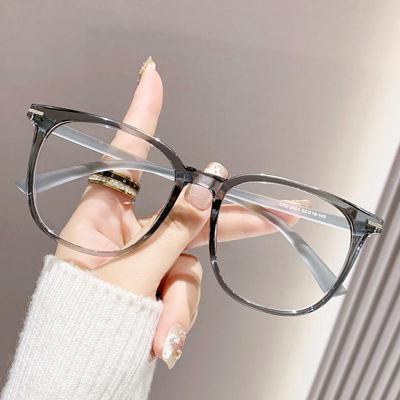 New Women's Large Frame Glasses, Essential Anti-Blue Light, Round/Square Faces, Clear Lenses, High-End Slimming Design