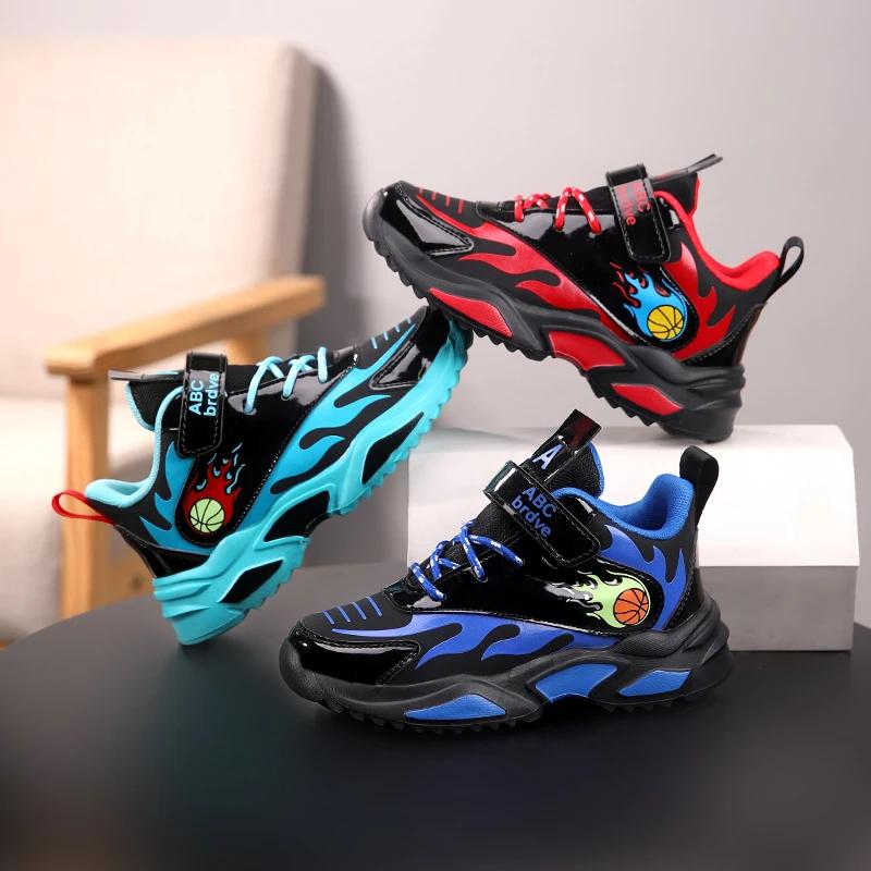 Children Shoes Boy Sneaker Leather Kids Casual Sports Tennis Sneaker Original Basketball Non-slip Boy Shoes 4 To 12 Years