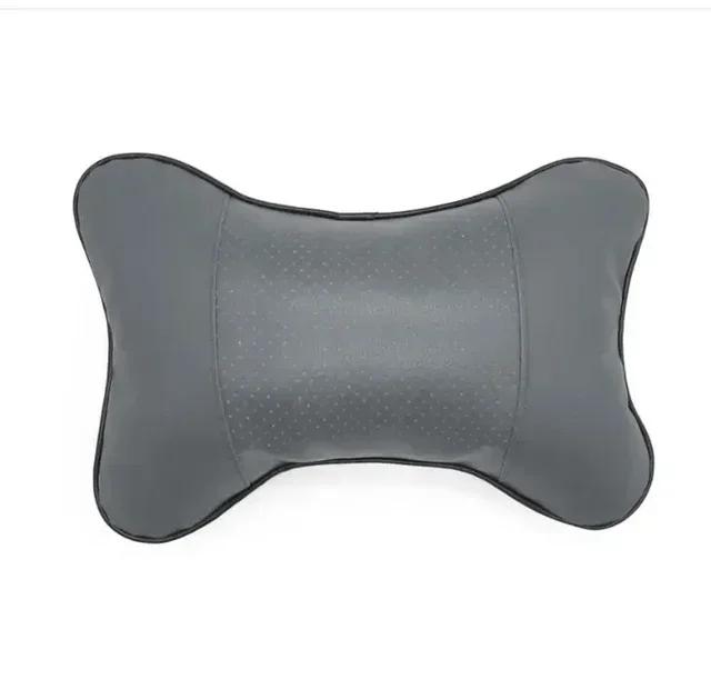 1pcs Car Neck Pillows Both Side Pu Leather Pack Headrest For Head Pain Relief Filled Fiber Universal Car Pillow