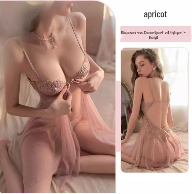 Atmosphere Luxury Lace Nightgown with Underwire and Tie, Exuding Pure Desire and Elegance