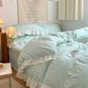 Lace Seersucker Ins Style Korean Washed Cotton 4-piece Bed Sheet Quilt Cover Solid Color Duvet Cover For Girl Spring Decor Home
