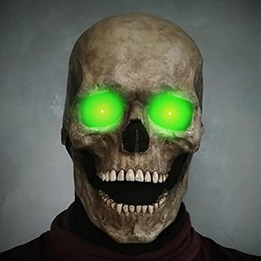New Model Skull Mask with Movable Mouth, Skull Hood with Movable Jaw, Halloween Horror Helmet Face Mask
