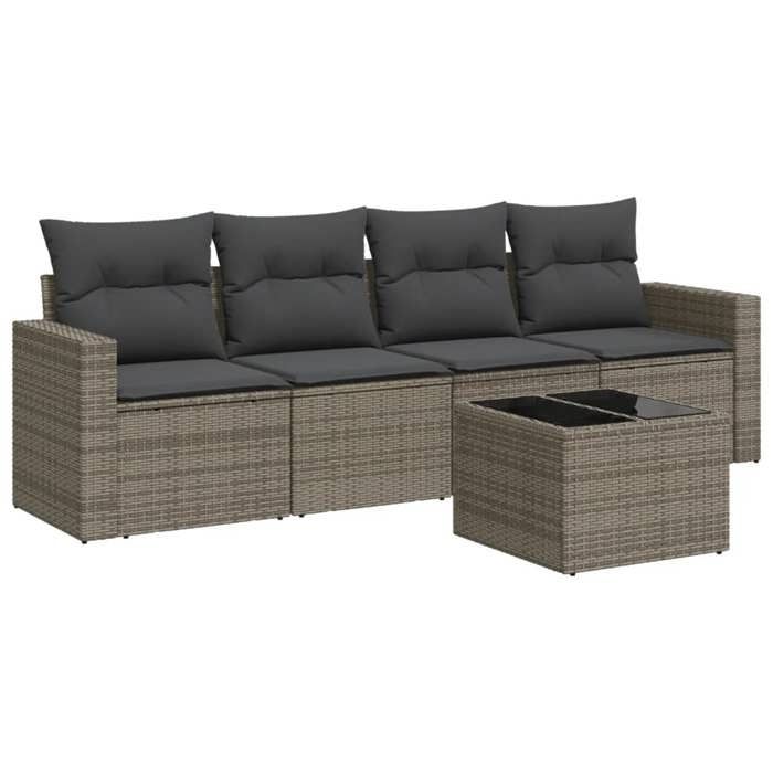 VidaXL Salon de jardin 5 pcs avec coussins gris résine tressée 3251027