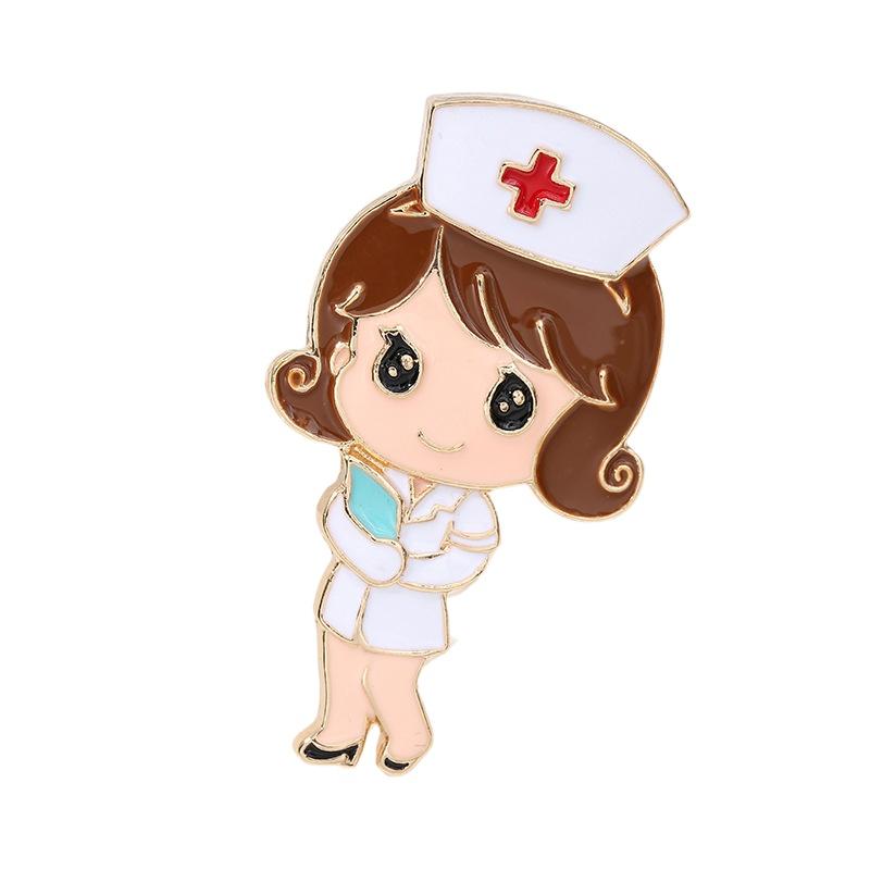 1PC Electrocardiogram Pin Nurse Stethoscope Doctor Heart Shaped Medical Jewelry Lapel Brooch Backpack