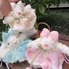 Bow Knot Plush Rabbit Keychain Princess Pearl Dress Rabbit Doll Keyring  Backpack Decor