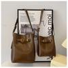 2023 Fashionable Simple Commuter Light Luxury Bag Buckle Shoulder Crossbody Bag Black Coffee Color City Simple Pu Bucket Bag