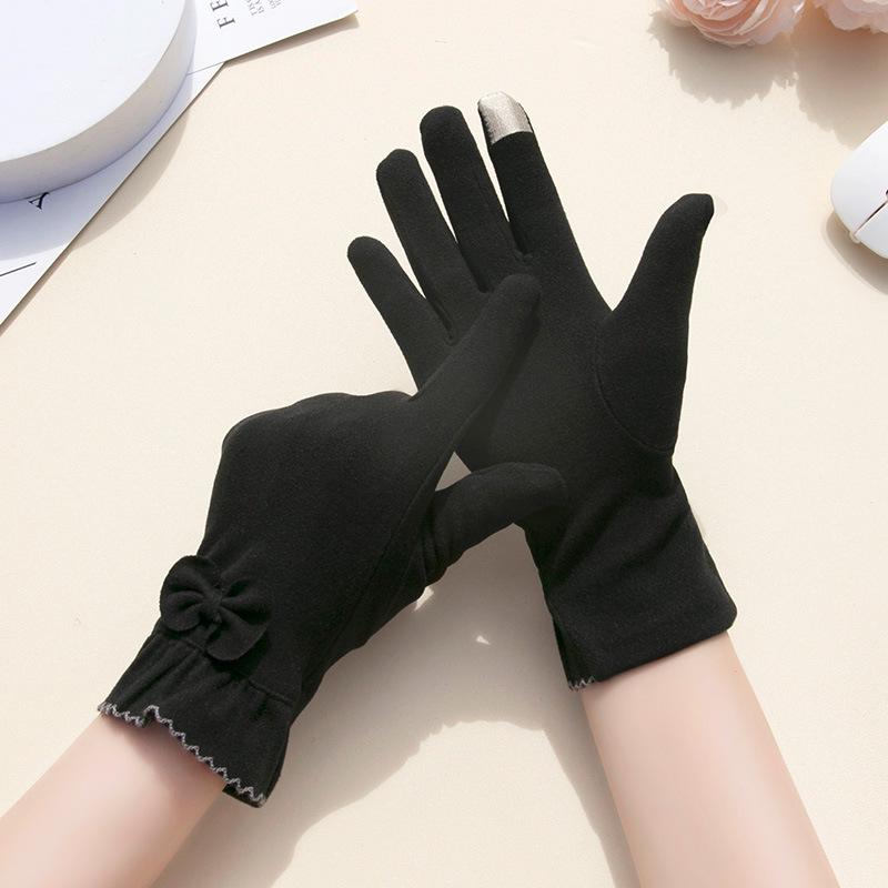 Women's Windproof Touch Screen Cycling Gloves - Velvet Cotton for Spring and Autumn