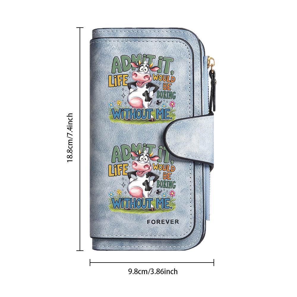 Funny Cow Print Wallet Cute Leather Purse Women Long Card Holder Fashion