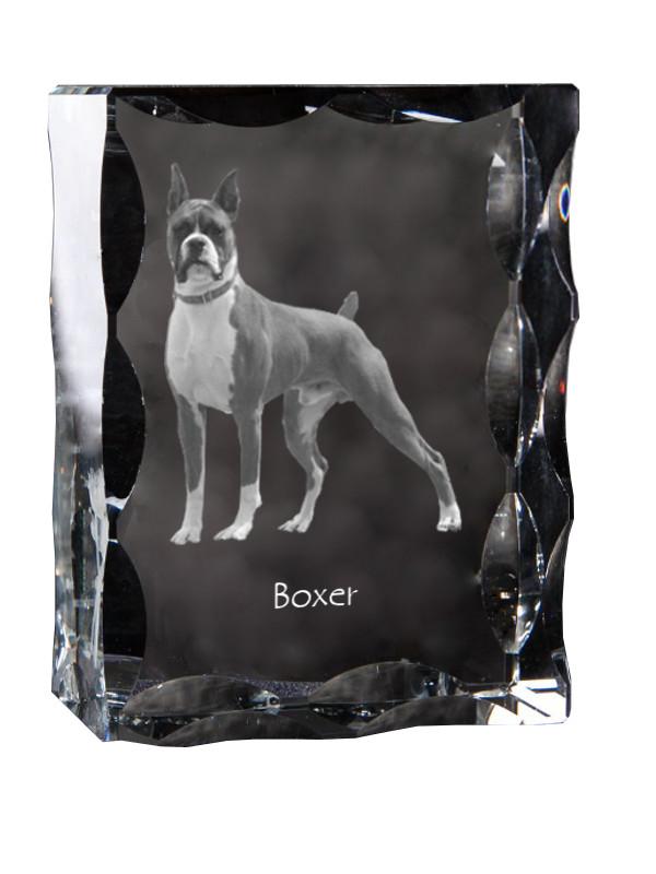 Boxer, German Boxer III - Crystal with a Picture of a Dog, Glass Statuette with a Picture, Unique Frame with a Picture from Art-Dog Brand