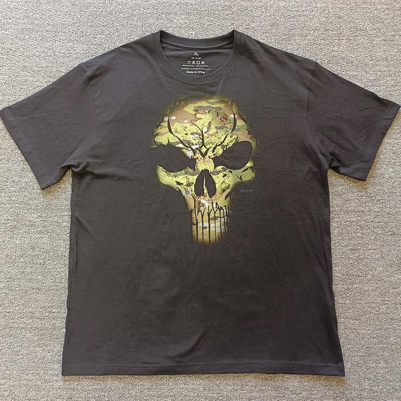 Forbearance Skeleton Rock Print Short-sleeved Men's Clothes Pure Cotton T-shirt