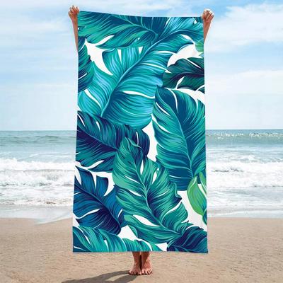 Tropical Banana Leaf Print Beach Towel Microfiber Quick Dry Sandproof Absorbent Bath Towel for Summer Beach Pool Swim
