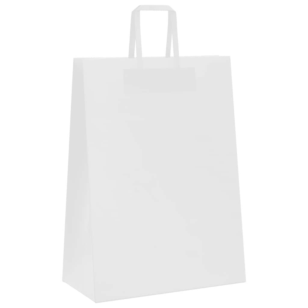 Kraft Paper Shopping Bags 50 Pcs with Handles White 32 X 17 X 44 Cm