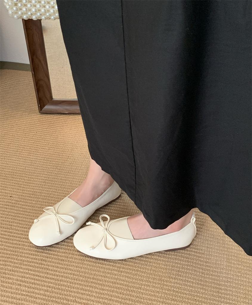 2025 Summer New One-pedal Design Round Head Flat-soled Single Shoes Women's Fashion Versatile Popular Shallow Mouth Ballet Shoes