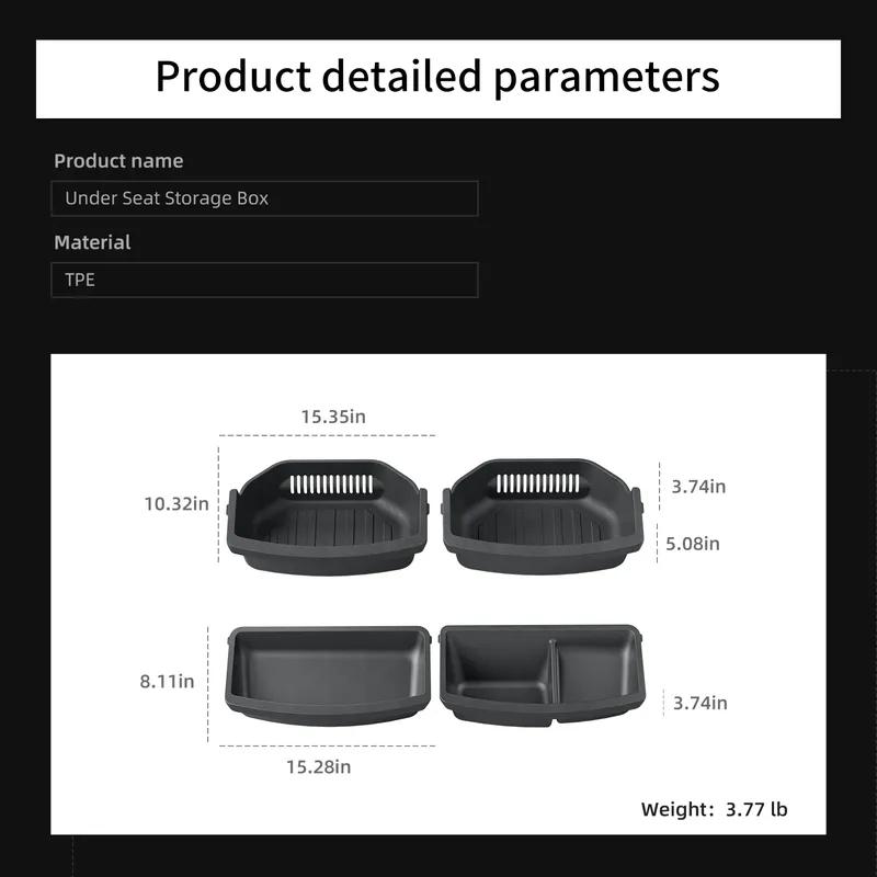 Car First Row Under Seat Storage Box 4pcs Drawer Type TPE Car Tray Organizer Accessories For Tesla Model YL 2025 2026