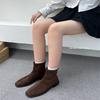 Retro suede thin boots women's 2025 autumn new versatile thick-soled elastic boots new rear zipper thick-soled short boots