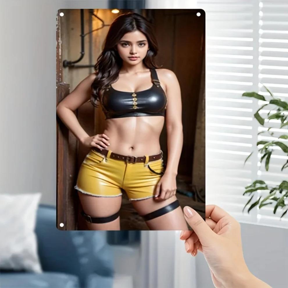 Iron Action Heroine Metal Wall Art Sign, 2D Flat Durable Decor for Home Bar Man Cave