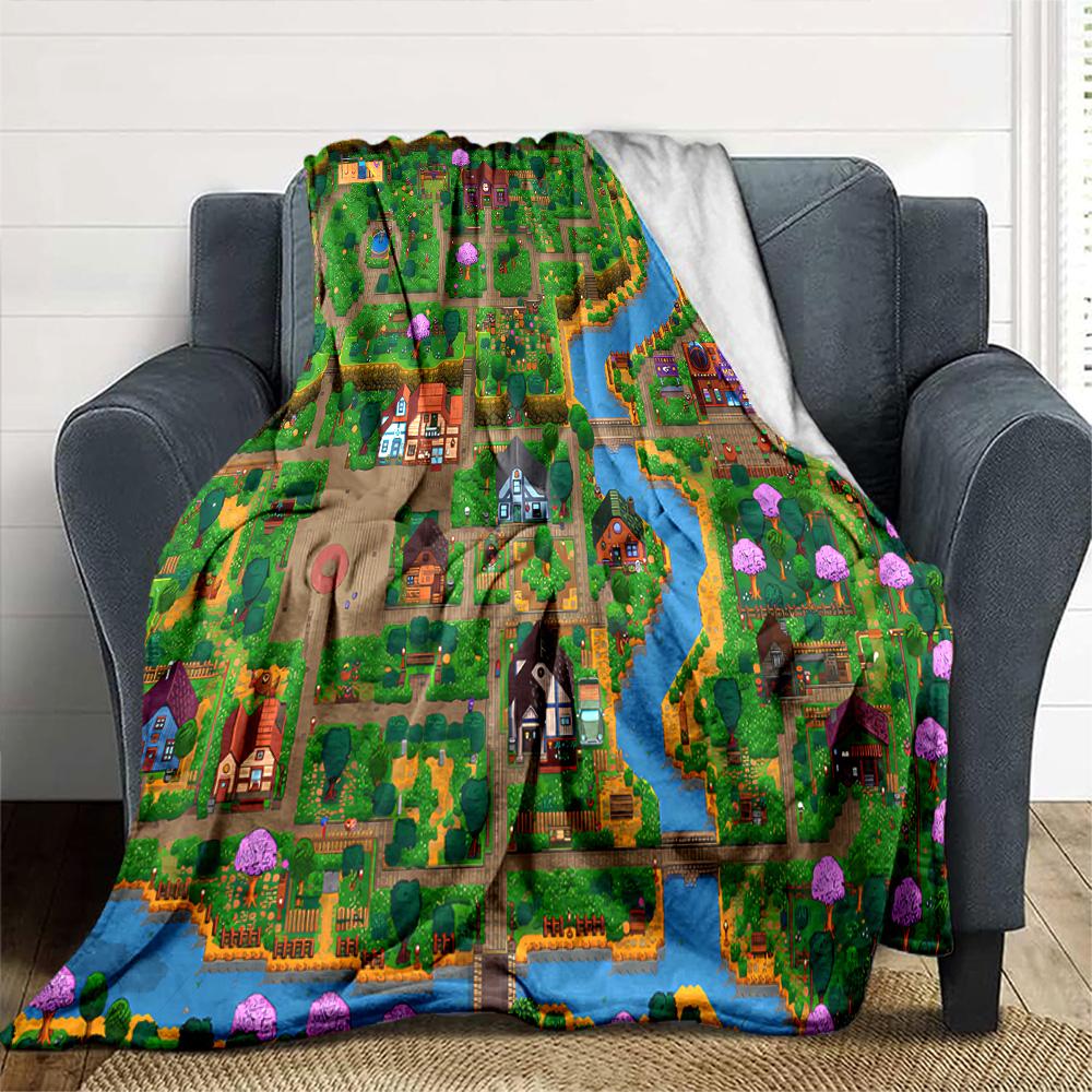 1pc Blanket - game Stardew Valley Print Design,Lightweight Blanket for Sofa,Bed- Soft &Warm,Gift for All Seasons