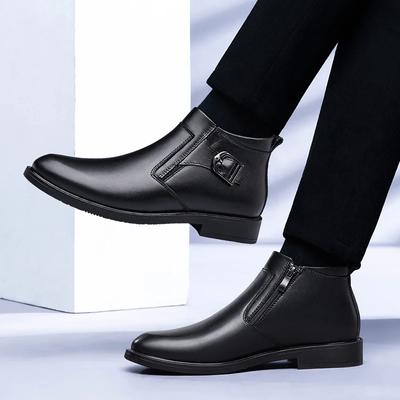 Inverno Nuovo Abito Marca Stivali Chelsea in Pelle Stivali Cowboy a Punta Tacco Basso Business Caldi Stivali da Neve Scarpe da Lavoro Alte da Uomo