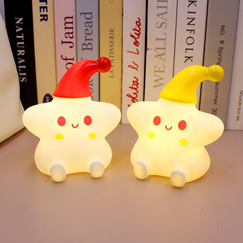 Cute Yellow Star Night Light Battery Powered Desk Atmosphere Lamp for Living Room Bedroom Bedside Kid Room Gift Decor Lighting