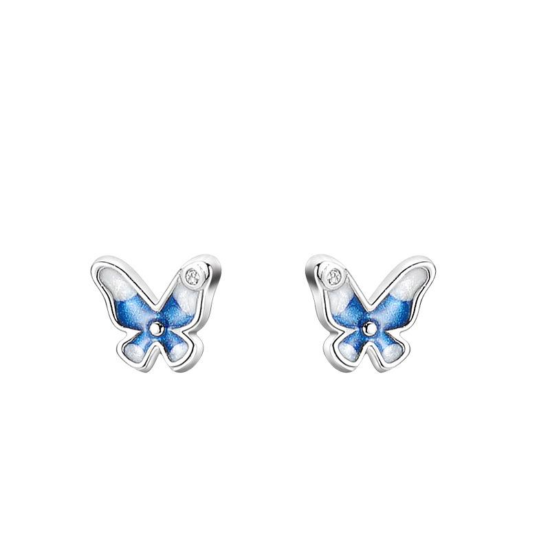 Blue Butterfly Earrings Versatile and Fresh Fairy Earrings Niche Design High-end Earrings