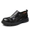 Herren Business Casual Leder Rundkopf Kleine Lederschuhe Personalisierte Spleiß-Plateau-Reißverschluss Grüne Rindslederschuhe