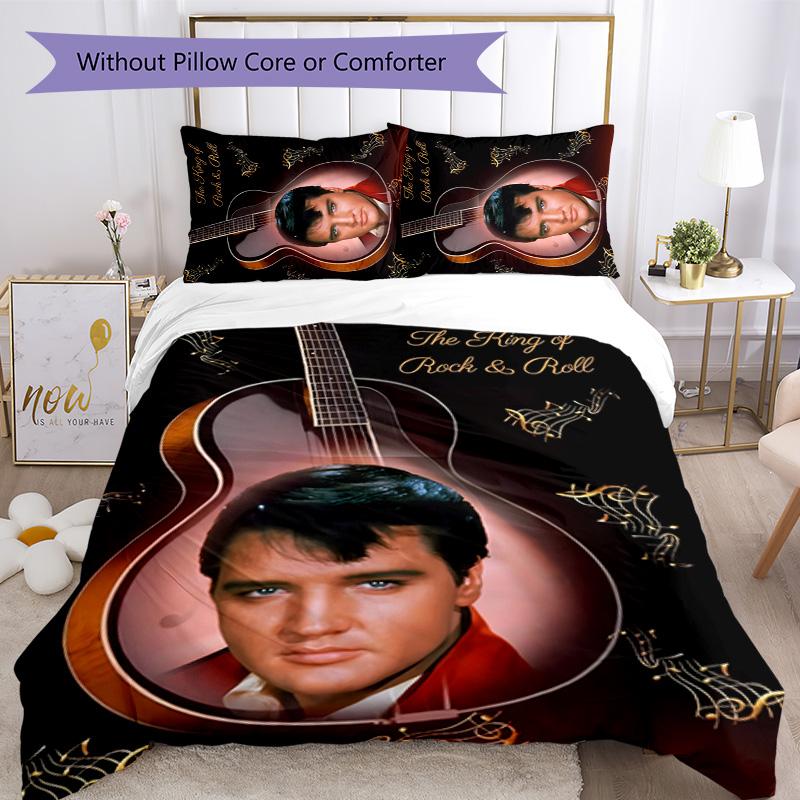 Elvis 3pcs Bedding Set Duvet Cover Closure Includes 1 Duvet Cover & 2 Pillowcases for All Seasons Bedroom Home Dorm Decor