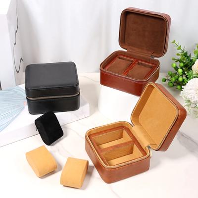 2-Schlitz Uhrenbox Organizer Uhrenrolle Reiseetui Tragbar Vintage Leder Uhrenaufsteller Aufbewahrung Herren Damen Geschenk