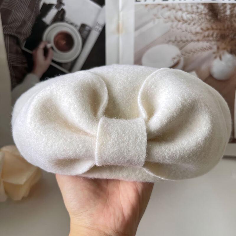 

Japanese Style Vintage Wool Beret with Bow M (55-57cm)
