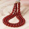 Náhrdelník z vysoce kvalitních korálků z přírodního kamene Sardonyx, kulatý, bohémský, dámský, klasický a elegantní, ručně vyráběný korálkový náhrdelník