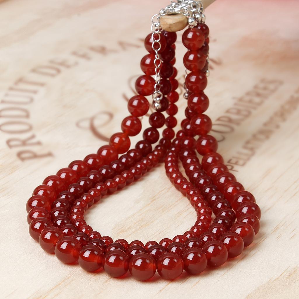 Náhrdelník z vysoce kvalitních korálků z přírodního kamene Sardonyx, kulatý, bohémský, dámský, klasický a elegantní, ručně vyráběný korálkový náhrdelník