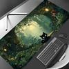 Erweitertes Pad Geheimnisvoller Wald und Katze Mauspads Gaming-Matten Rutschfeste Schreibtischmatte Mauspads Teppich Genähte Kante HD-Druck Büromatte